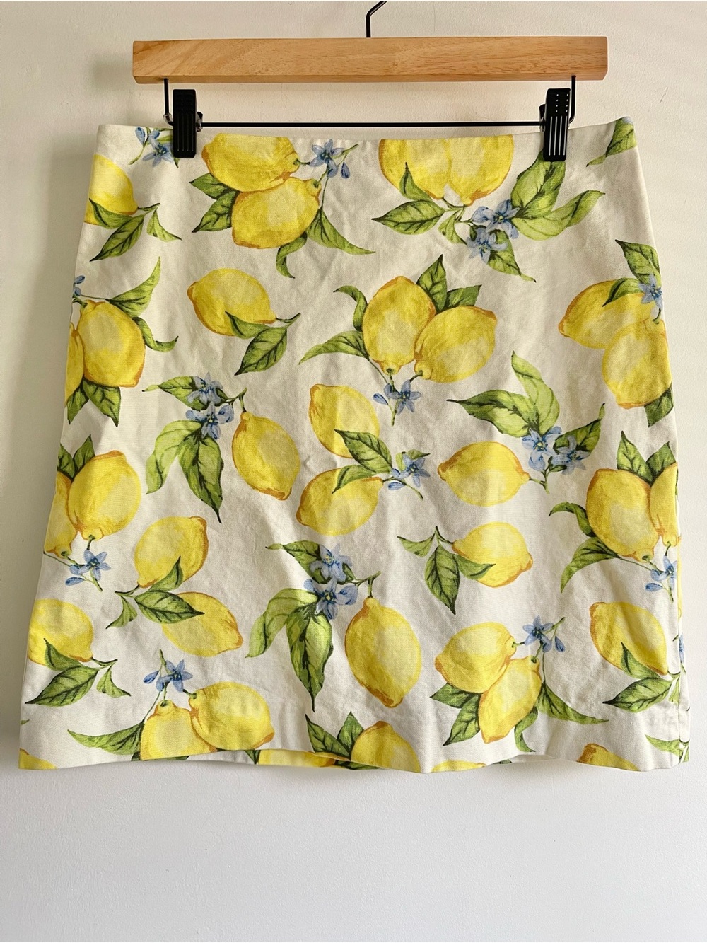 Talbots Lemon Blossom Print A-Line Cotton Blend Skirt Size 10P Summer Cottage
